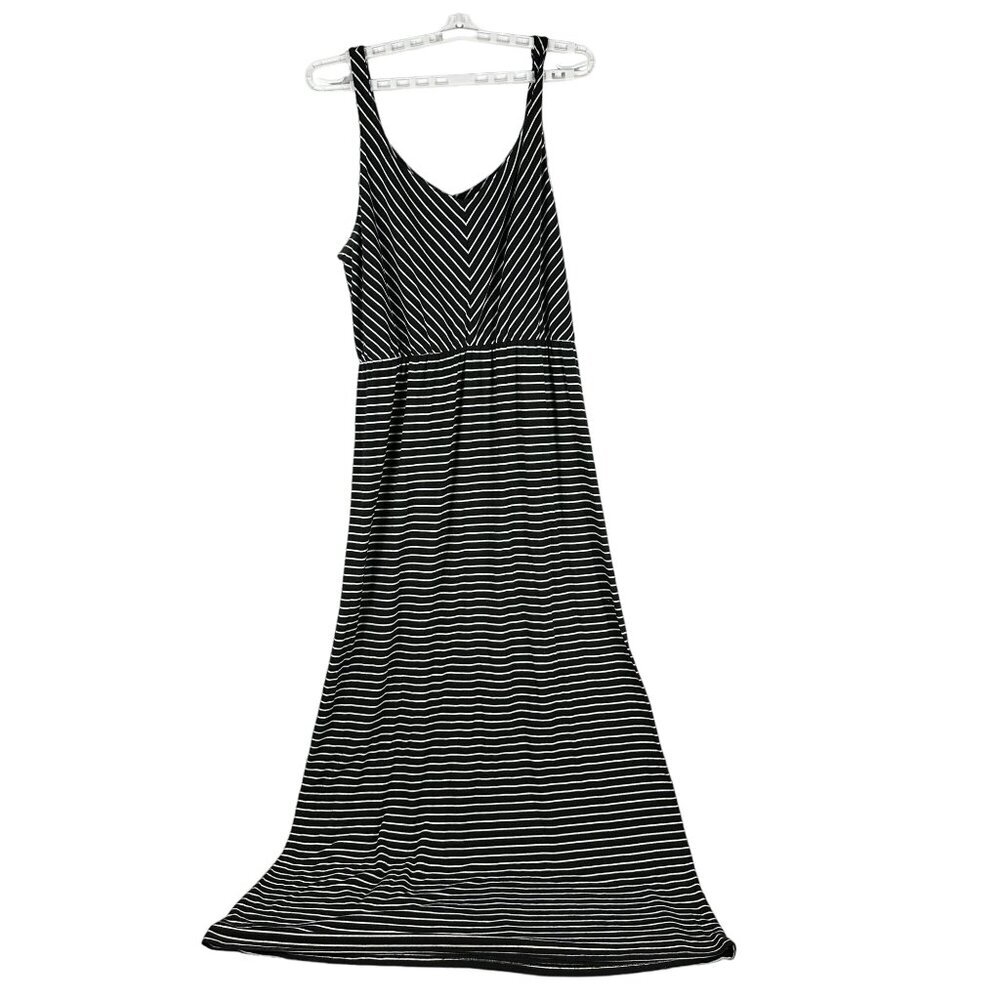 Sonoma Life+Style Striped Maxi Dress Sleeveless V-Neck Black & White XL